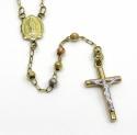 10k yellow gold tri tone disco ball skinny bead rosary chain 24 inch 3 mm 