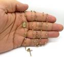 10k yellow gold tri tone disco ball skinny bead rosary chain 24 inch 3 mm 