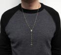 10k yellow gold tri tone disco ball skinny bead rosary chain 24 inch 3 mm 