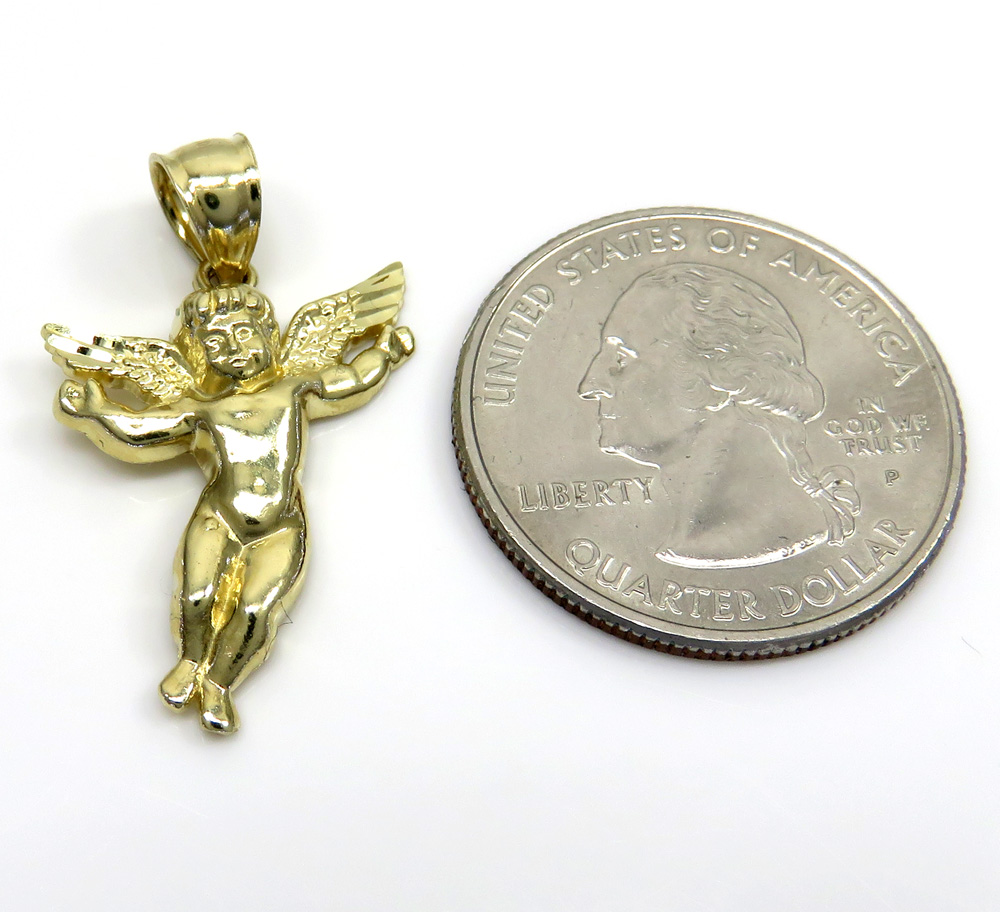 10k yellow gold mini angel pendant - Image 2
