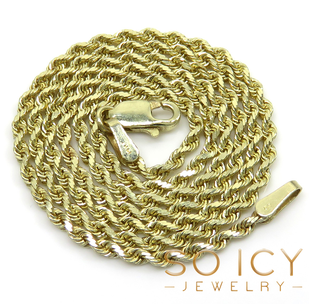 14k yellow gold skinny diamond cut rope chain 16-24 inch 1.50mm 