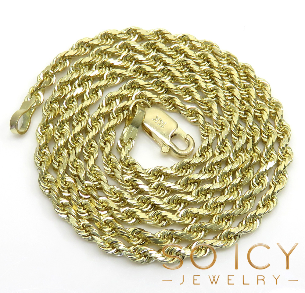 14k Yellow Gold 21inch Solid 2mm Rope Chain