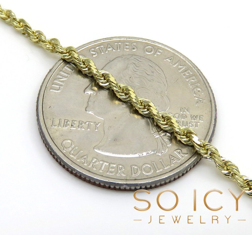 14k yellow white or rose gold skinny diamond cut rope chain 16-30 inch 2mm - Image 3