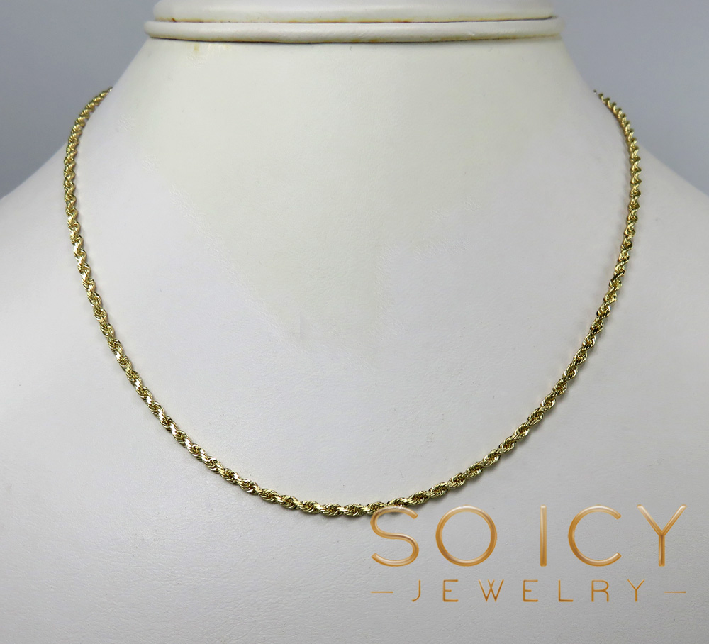 14k yellow white or rose gold skinny diamond cut rope chain 16-30 inch 2mm - Image 6