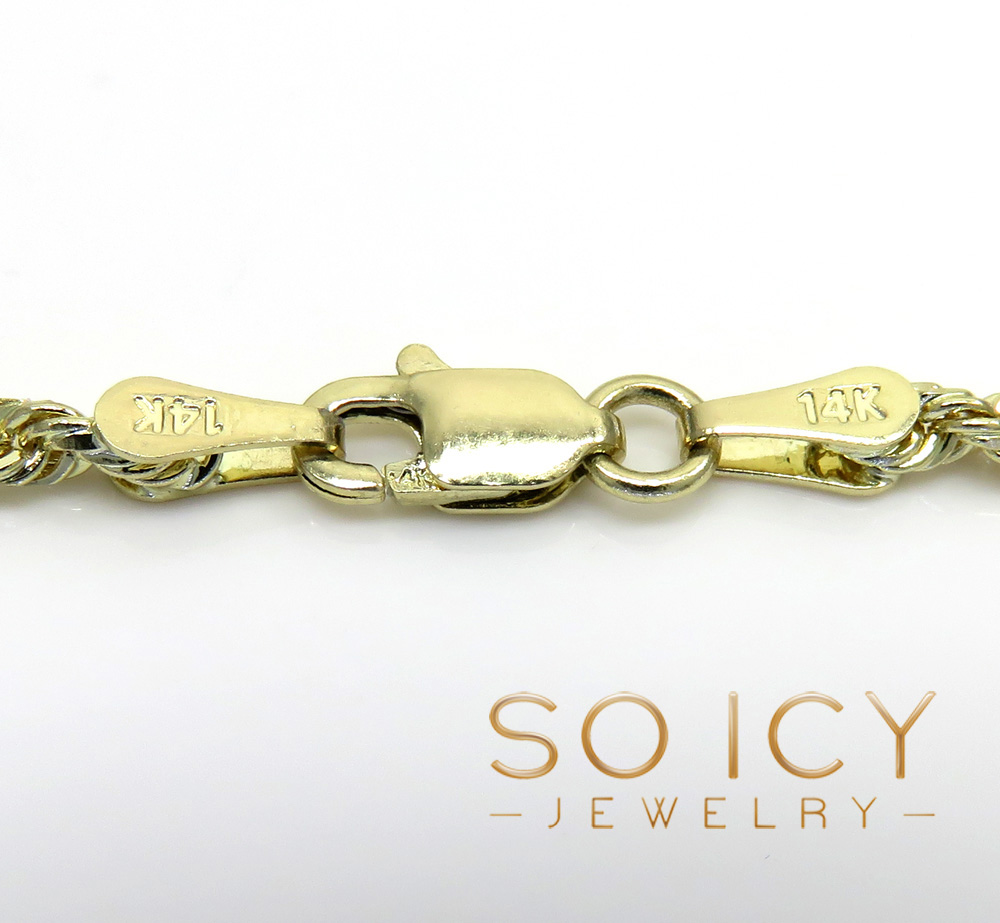 14k yellow white or rose gold solid diamond cut rope chain 16-24 inch 2.5mm - Image 4