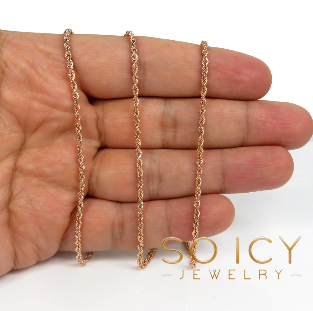 Buy 14k Yellow White Or Rose Gold Solid Diamond Cut Rope Chain 16-26 Inch  2.5mm Online at SO ICY JEWELRY
