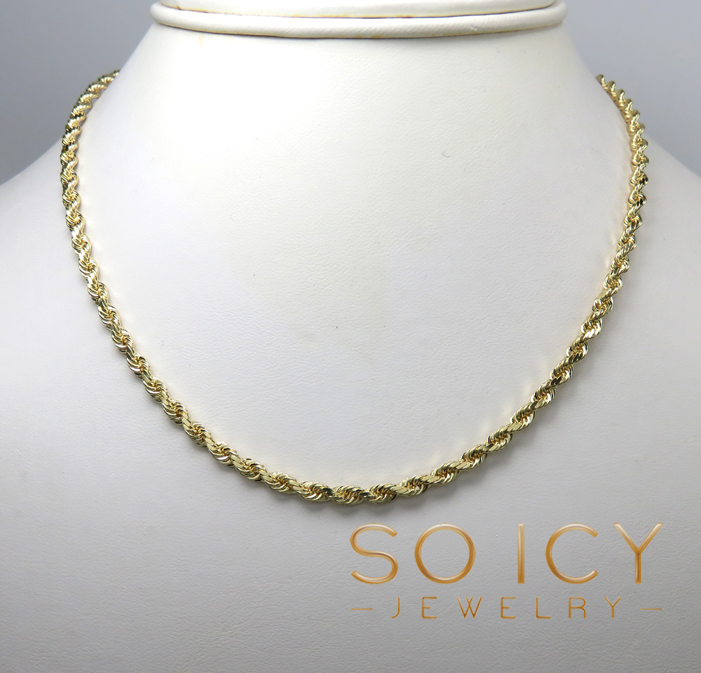 14K Solid Gold Rope Chain | 18 inch-22 inch | 3mm Gold Necklace 18