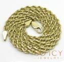 14k yellow gold solid diamond cut rope chain 18-26 inch 3.5mm