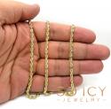 14k yellow gold solid diamond cut rope chain 18-26 inch 3.5mm