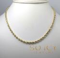14k yellow gold solid diamond cut rope chain 20-24 inch 3.2mm