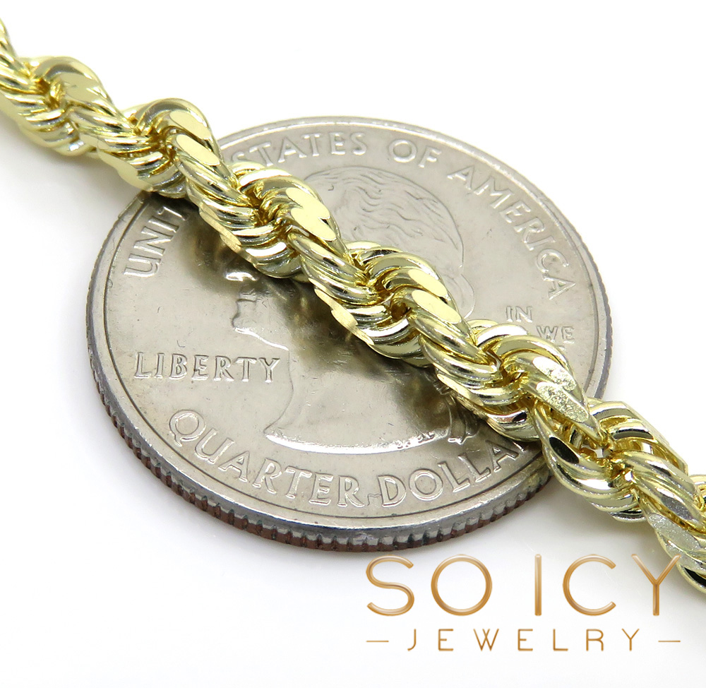 14k yellow gold solid diamond cut rope chain 18-30 inch 5mm - Image 3