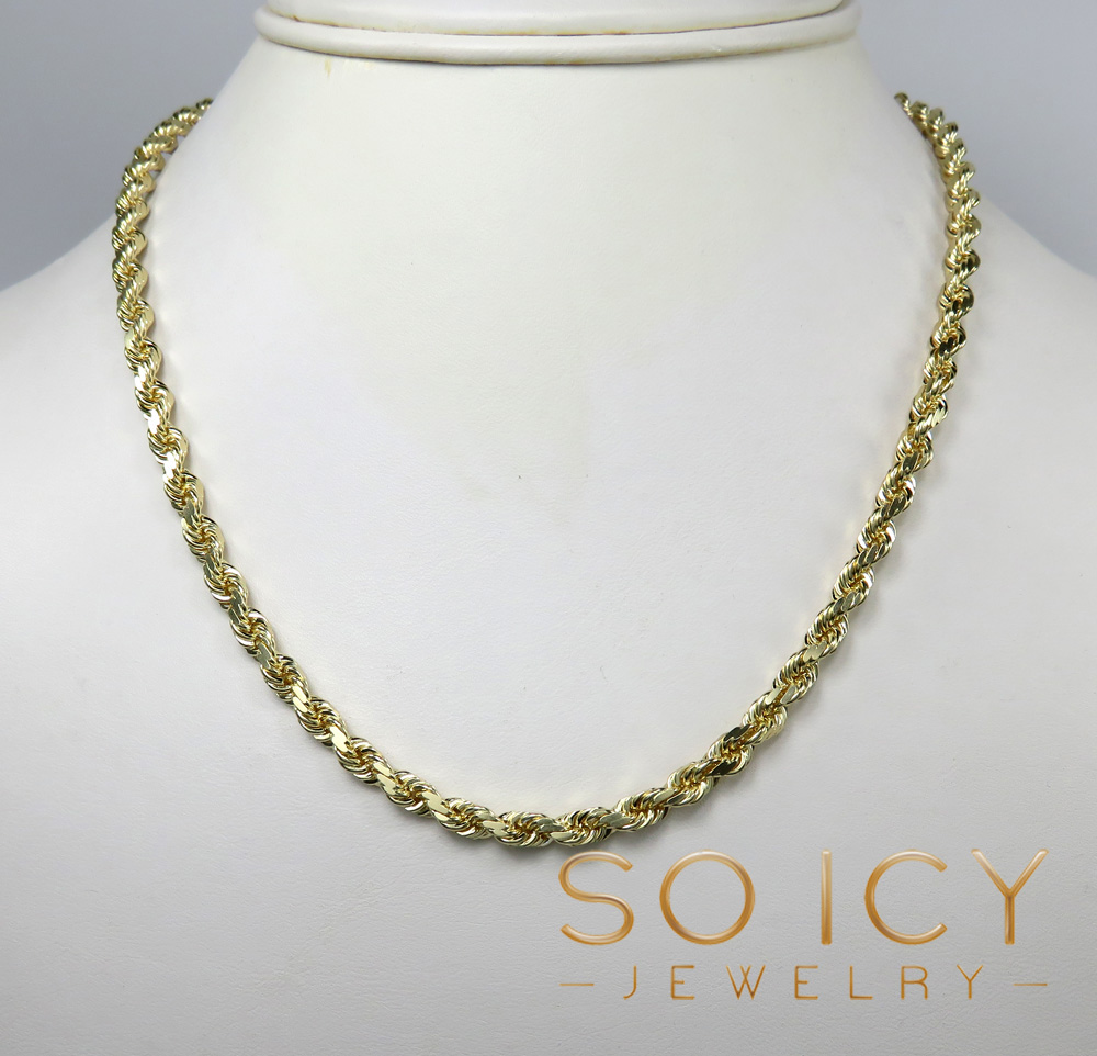 14k yellow gold solid diamond cut rope chain 18-30 inch 5mm - Image 6