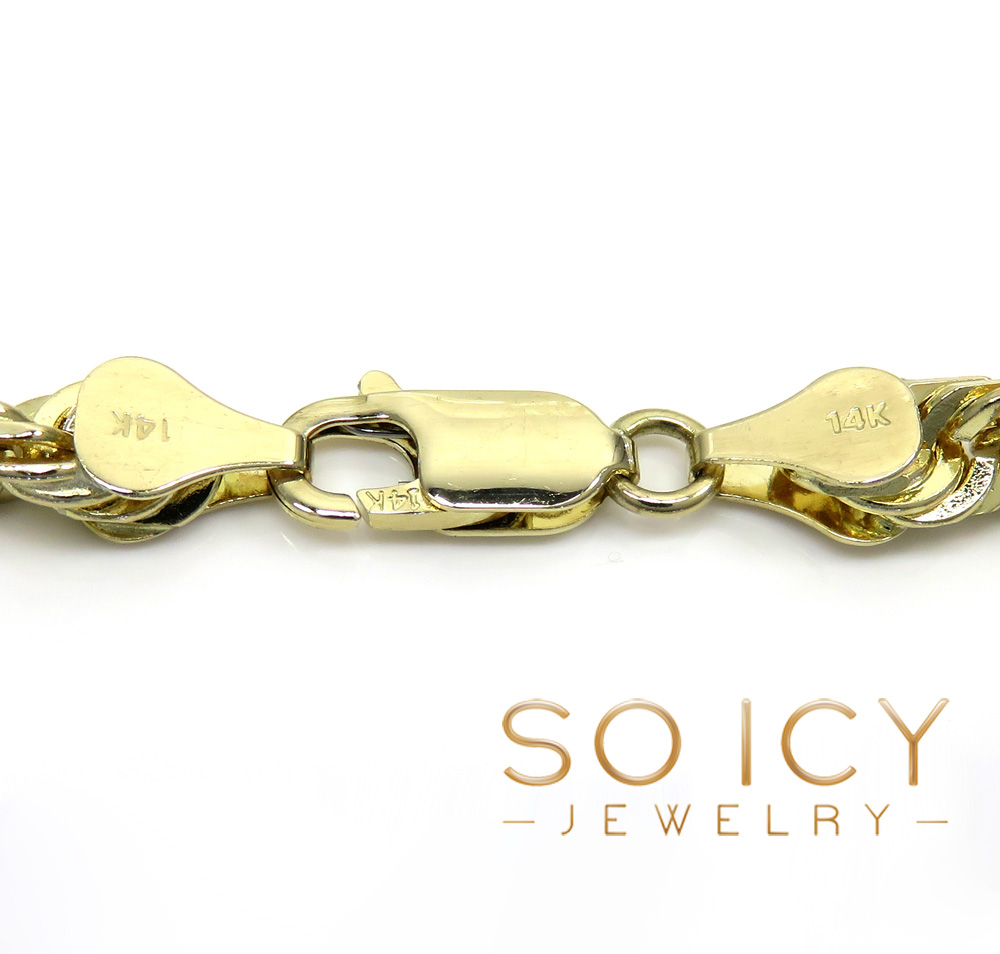 14k yellow gold solid diamond cut rope chain 18-26 inch 6mm - Image 4