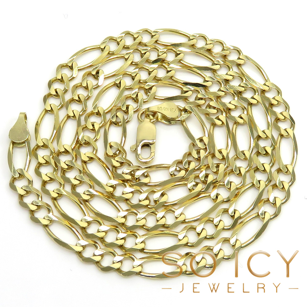 14k yellow gold solid figaro link chain 22 inch 4.50mm 