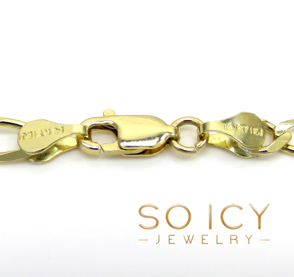 14k yellow gold solid figaro link chain 22 inch 4.50mm 