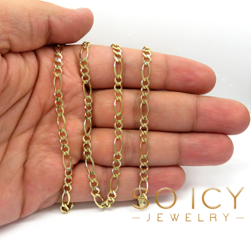 14k yellow gold solid figaro link chain 22 inch 4.50mm 