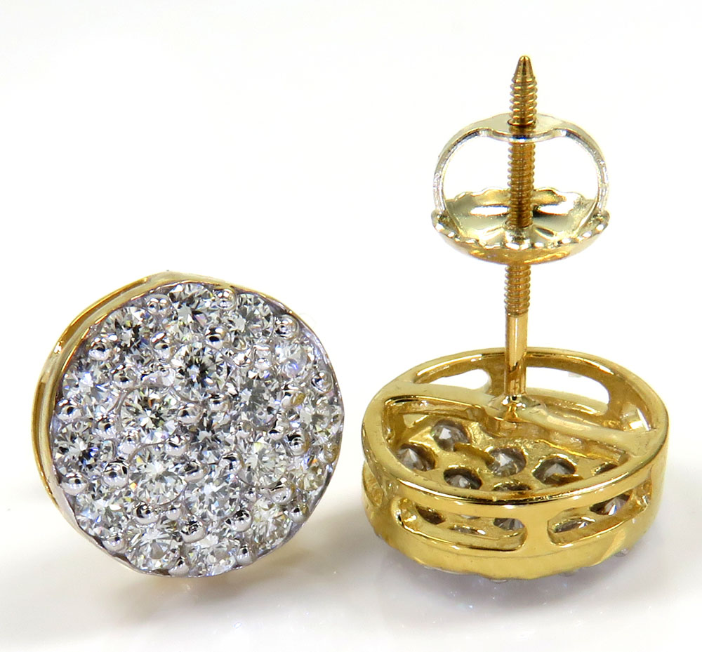 14k yellow white or rose gold diamond snow cap 9.7mm earrings 1.00ct - Image 2