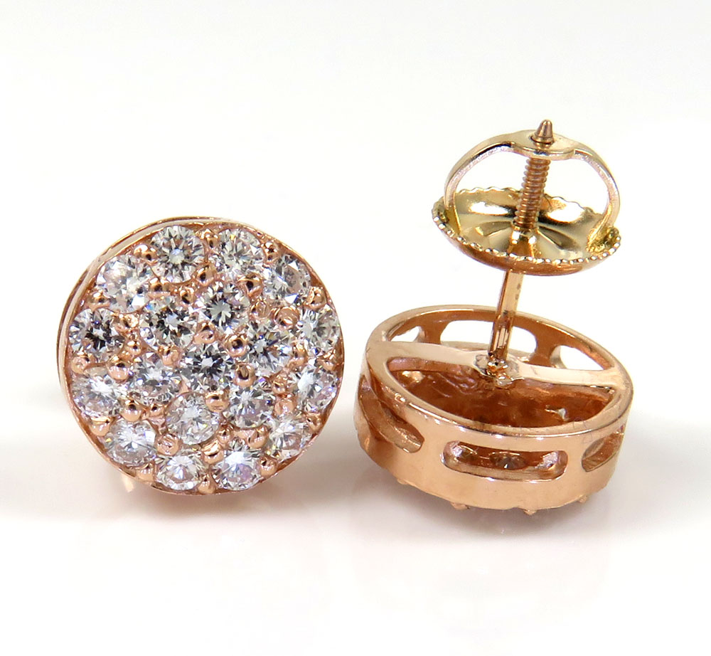 14k yellow white or rose gold diamond snow cap 9.7mm earrings 1.00ct - Image 3