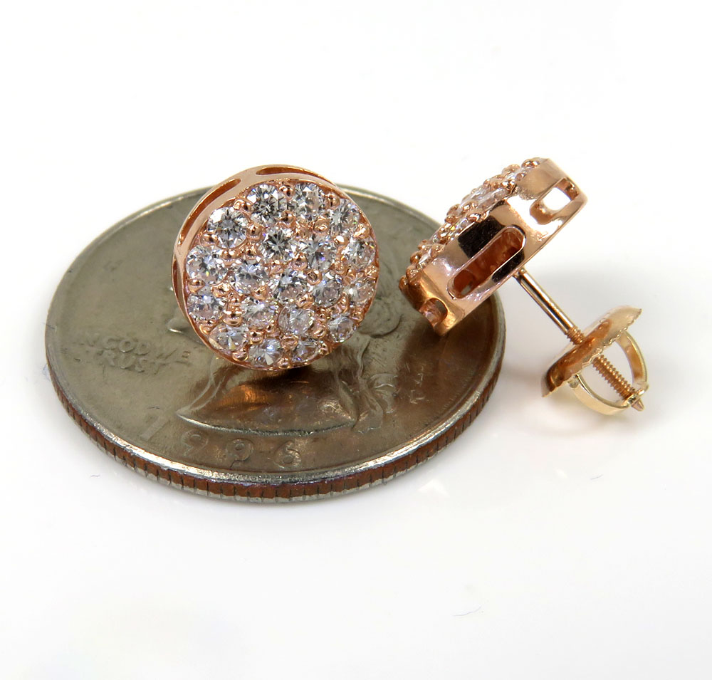 14k yellow white or rose gold diamond snow cap 9.7mm earrings 1.00ct - Image 4