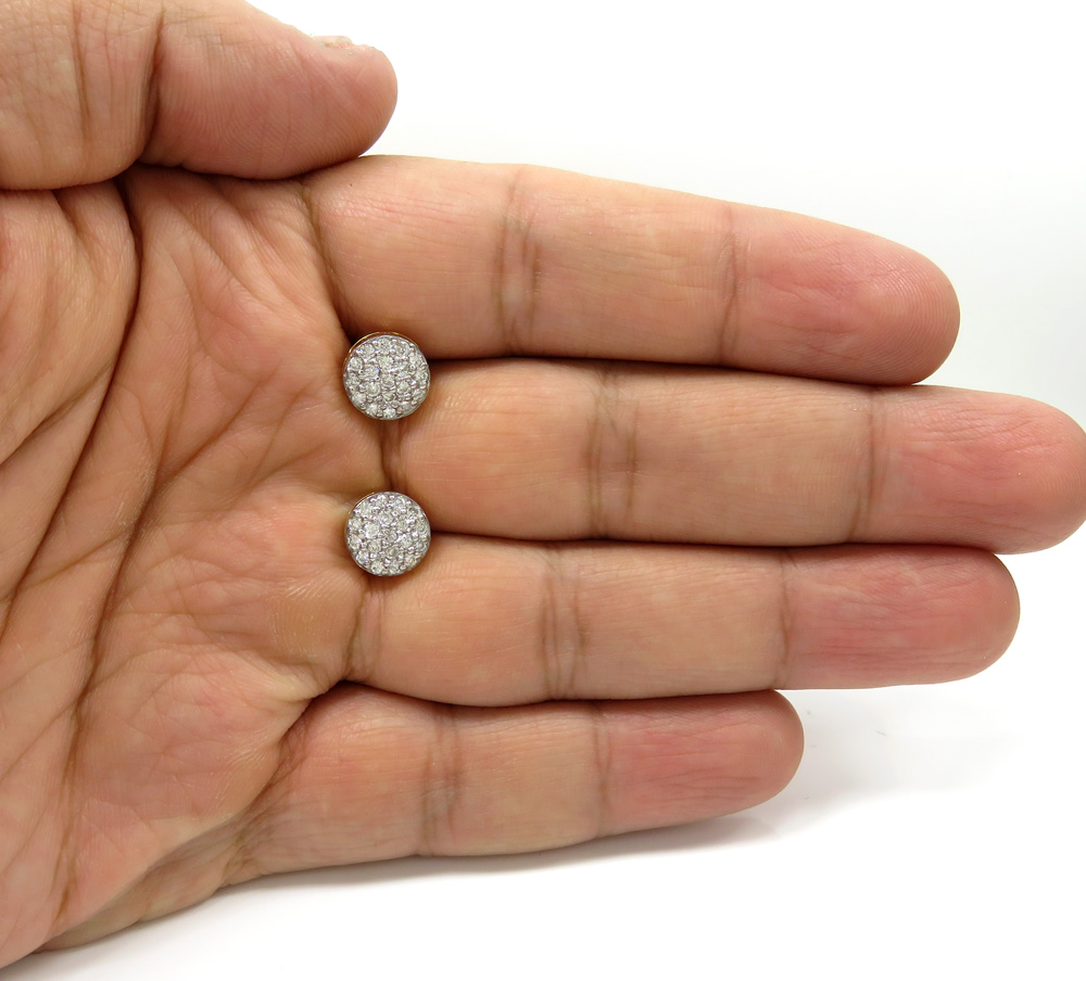 14k yellow white or rose gold diamond snow cap 9.7mm earrings 1.00ct