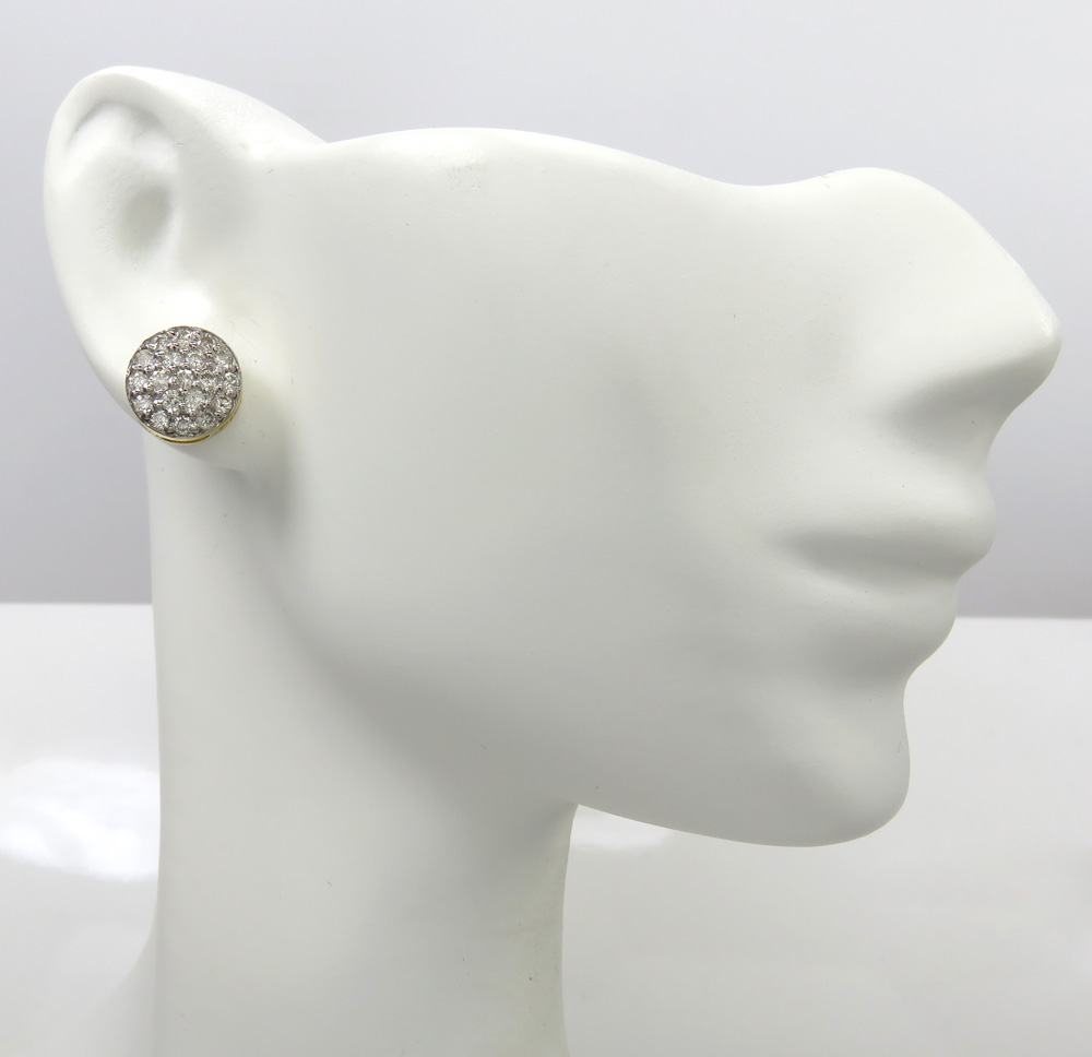 14k yellow white or rose gold diamond snow cap 9.7mm earrings 1.00ct - Image 6