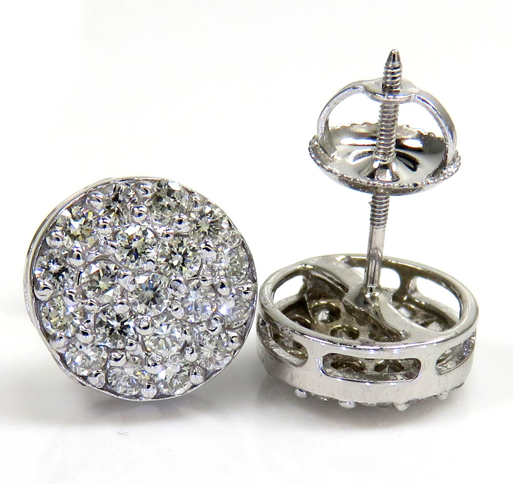 14k yellow white or rose gold diamond snow cap 9.7mm earrings 1.00ct