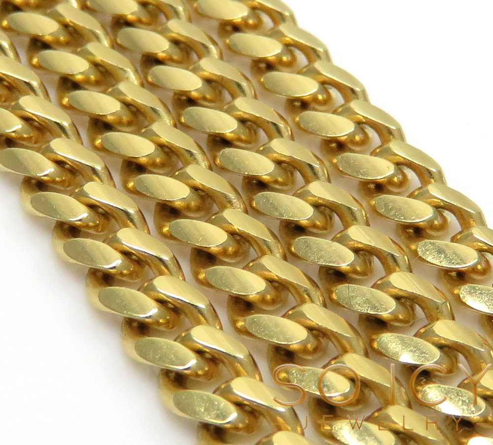14k yellow gold solid miami link chain 22-24 inch 4mm