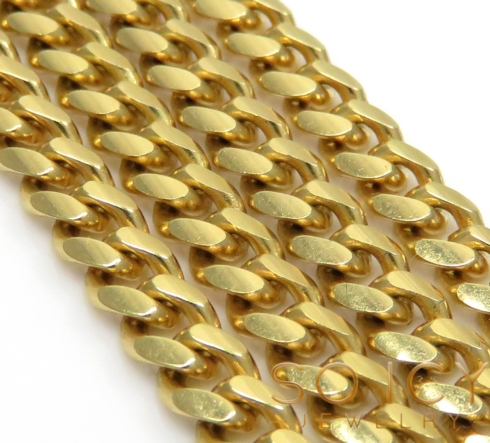 14k yellow gold solid miami link chain 22-24 inch 4mm - Image 2