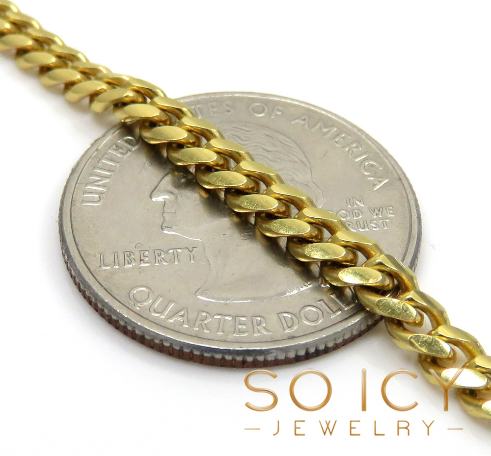 14k yellow gold solid miami link chain 22-24 inch 4mm