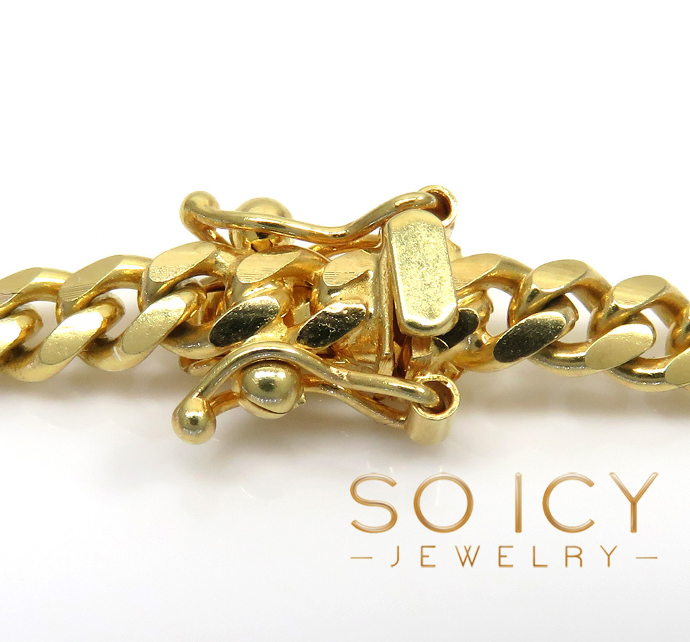 14k yellow gold solid miami link chain 22-24 inch 4mm