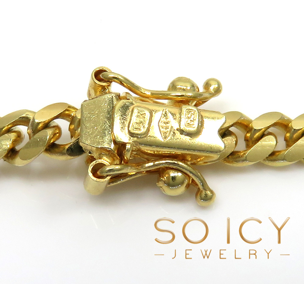 14k yellow gold solid miami link chain 22-24 inch 4mm