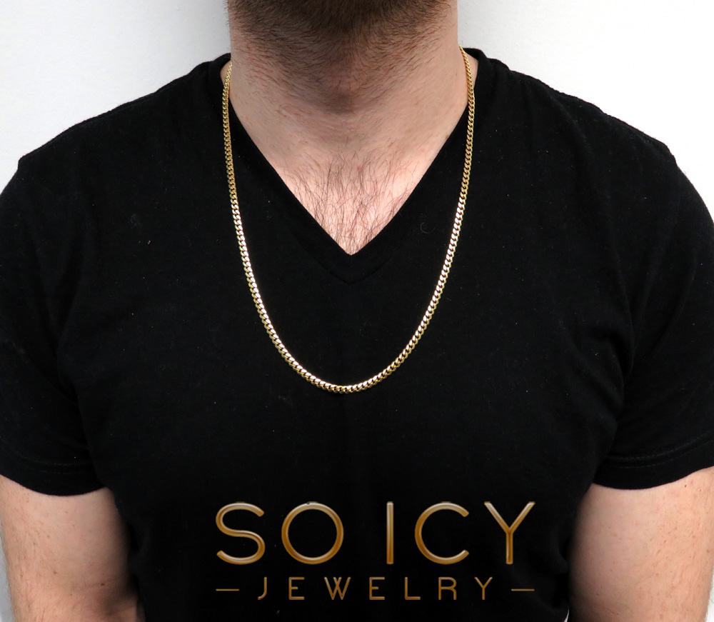 14k yellow gold solid miami link chain 22-24 inch 4mm - Image 7