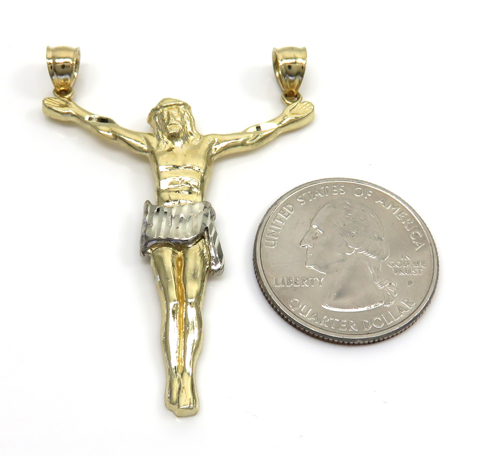 10k two tone gold large jesus pendant - Image 2