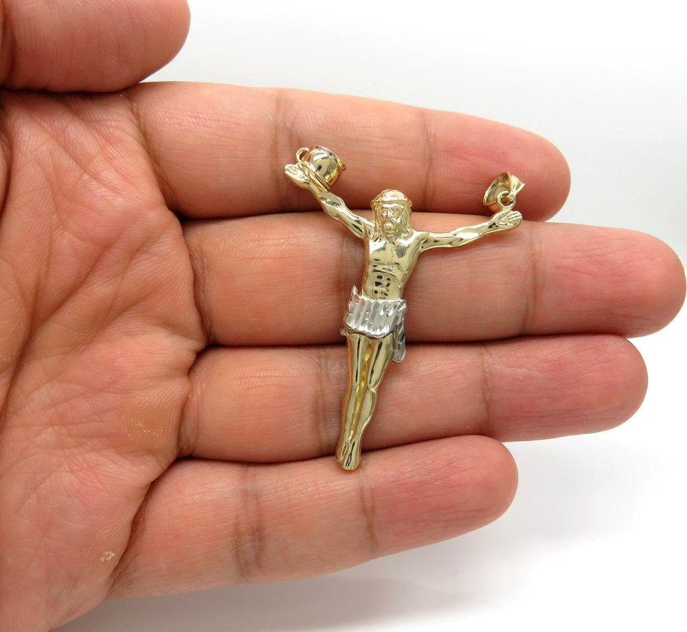 10k two tone gold large jesus pendant - Image 5