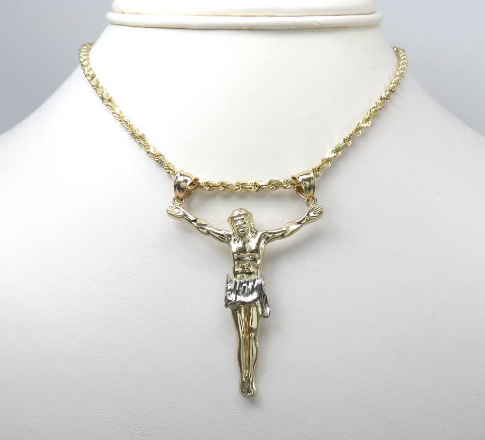 10k two tone gold large jesus pendant 