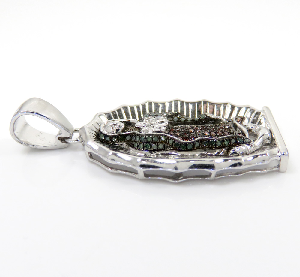 .925 sterling silver red & blue diamond virgin mary pendant 0.50ct - Image 3