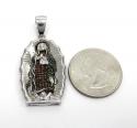 .925 sterling silver red & blue diamond virgin mary pendant 0.50ct