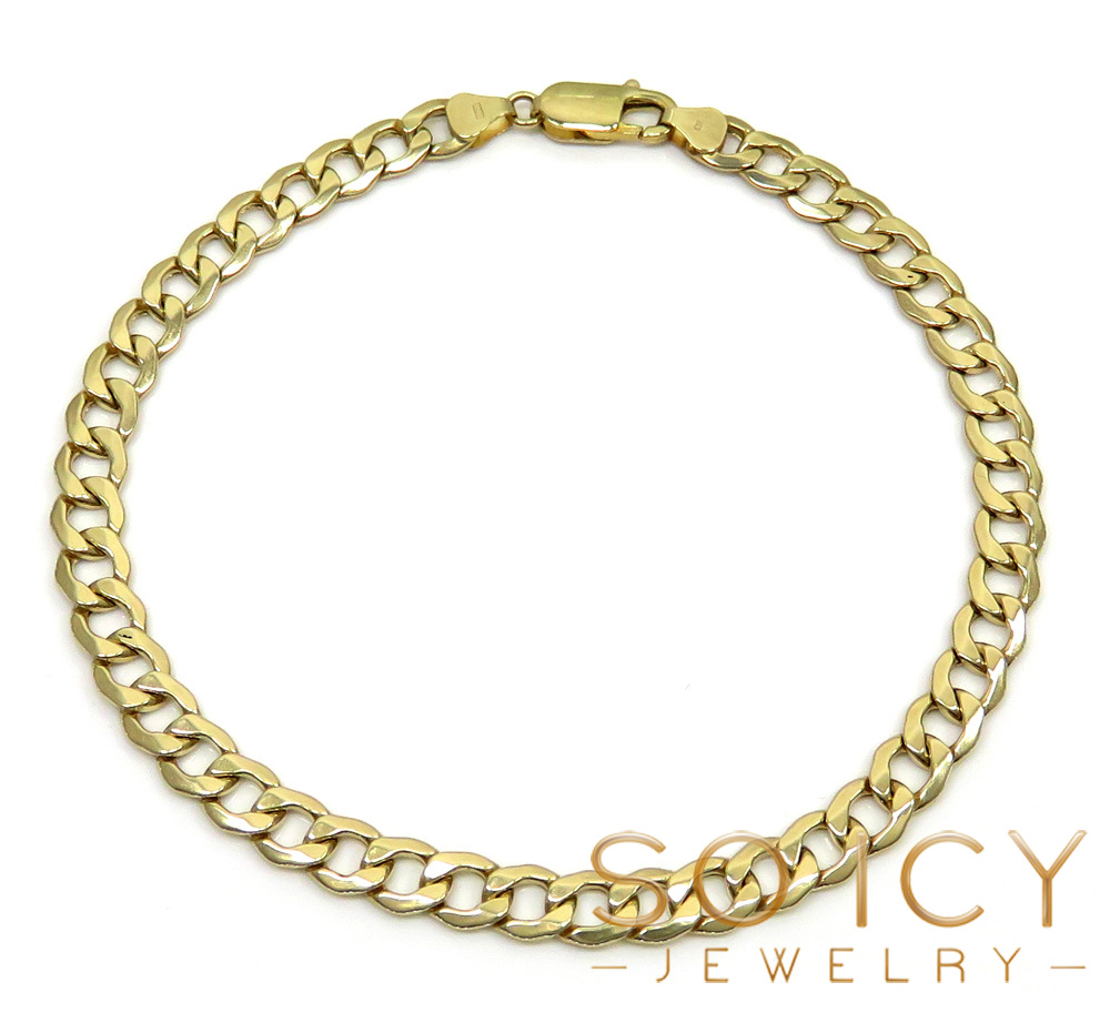 10k yellow gold hollow cuban bracelet 8.50