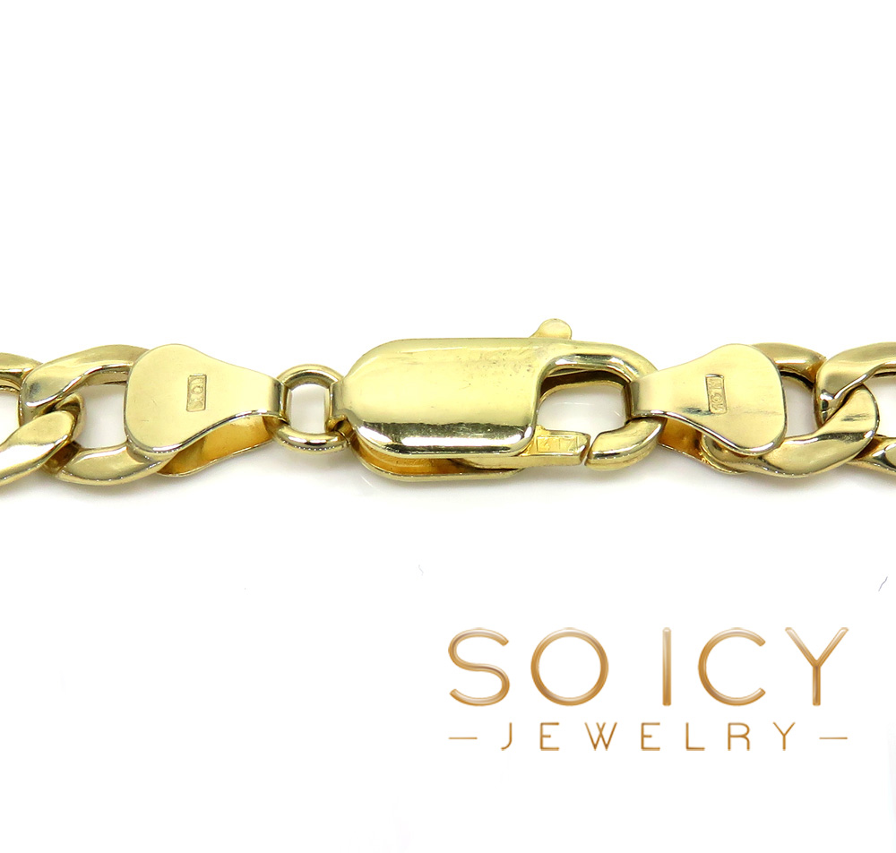 10k yellow gold hollow cuban bracelet 8.50