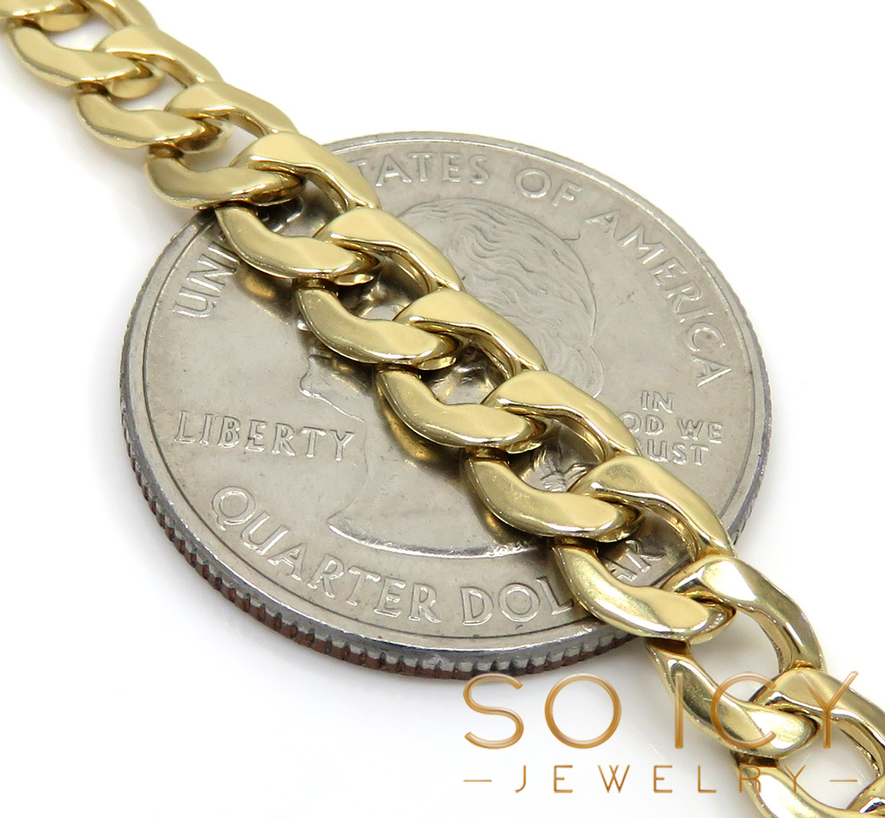 10k yellow gold hollow cuban bracelet 8.50