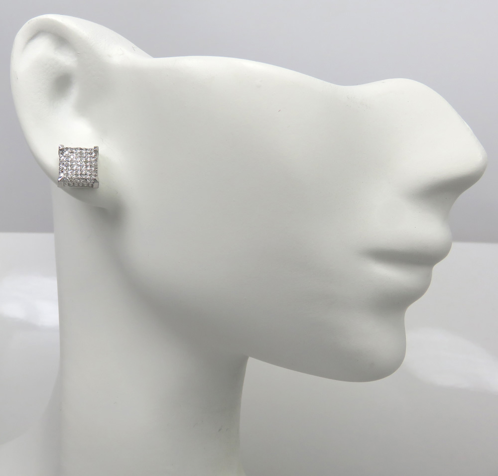 10k white gold diamond 7.50mm cube earrings 0.35ct  - Image 5
