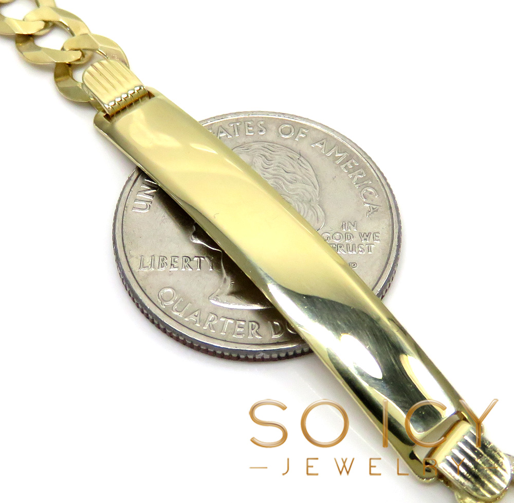 10k yellow gold solid cuban id bracelet 8.75 inch 7mm 