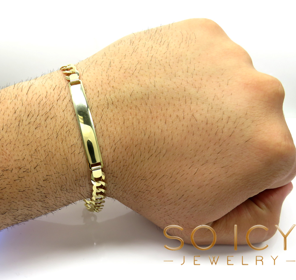 10k yellow gold solid cuban id bracelet 8.75 inch 7mm - Image 3