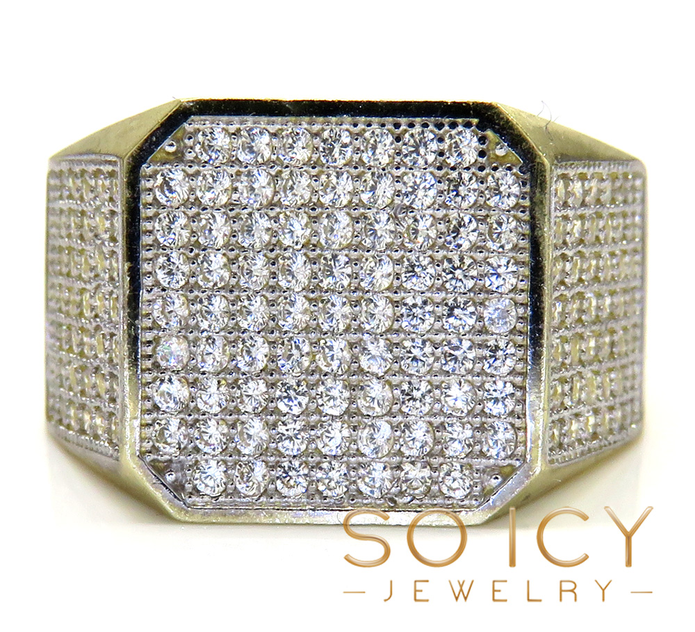 10k yellow gold hexagon cz ring 1.00ct - Image 2