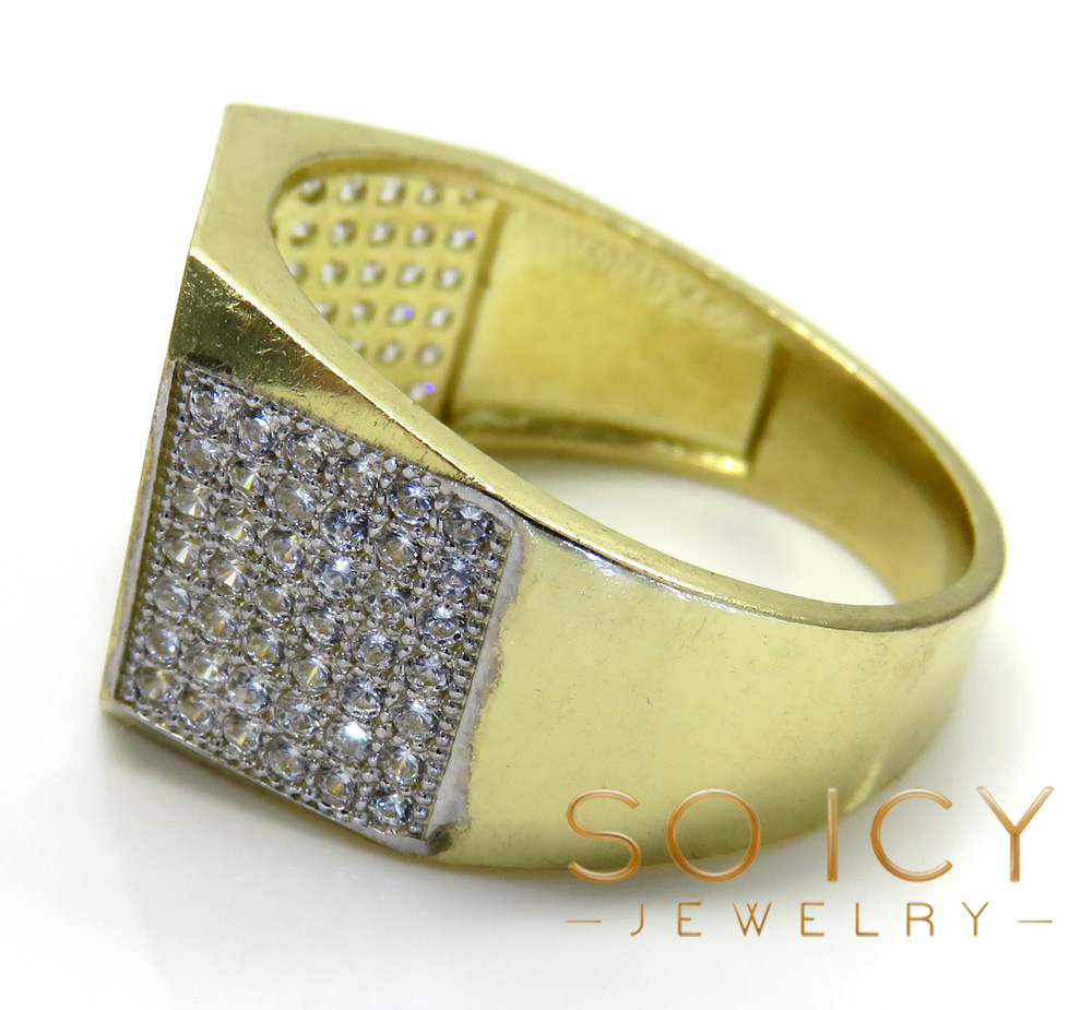 10k yellow gold hexagon cz ring 1.00ct