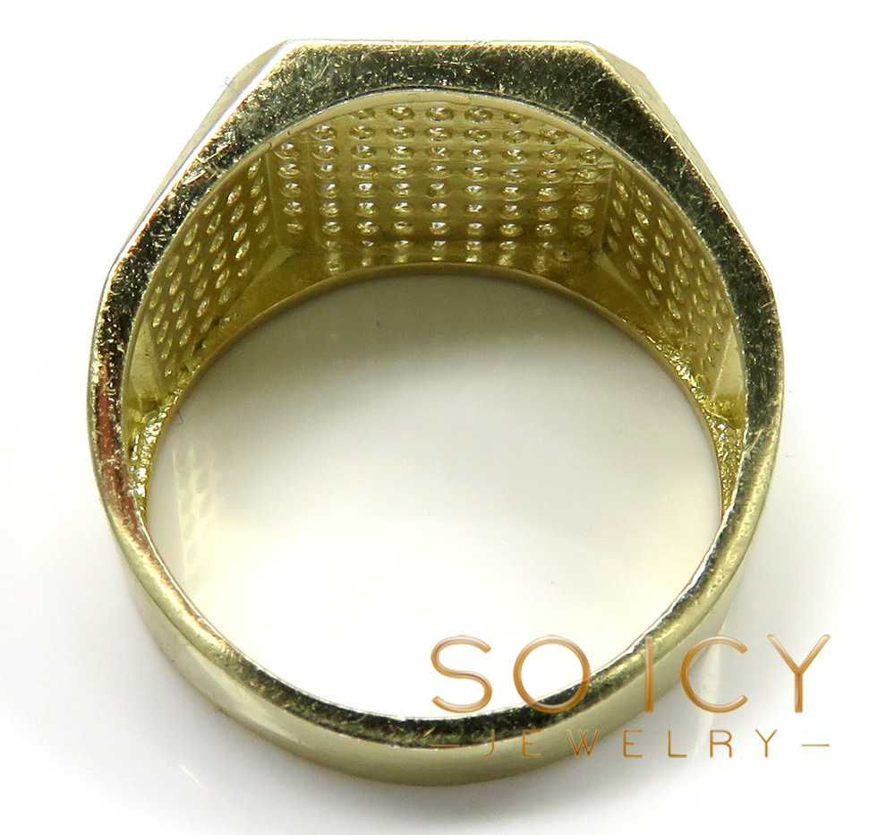 10k yellow gold hexagon cz ring 1.00ct