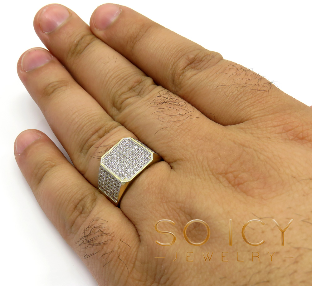 10k yellow gold hexagon cz ring 1.00ct