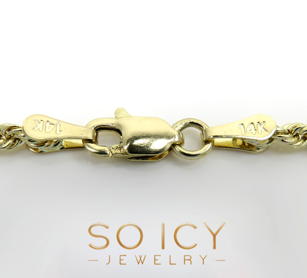 14k yellow gold skinny smooth hollow rope chain 16-26 inch 2mm