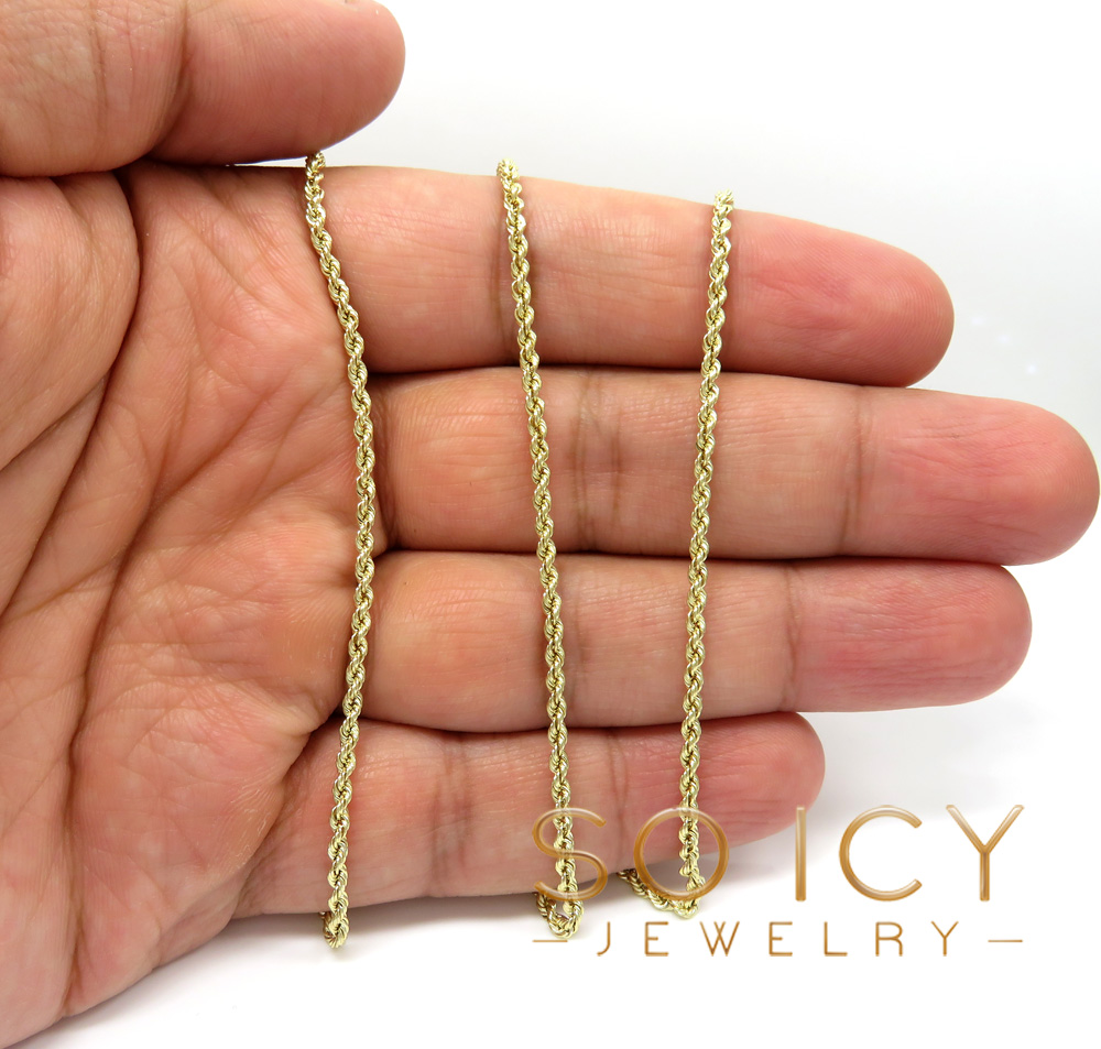14k yellow gold skinny smooth hollow rope chain 16-26 inch 2mm - Image 5