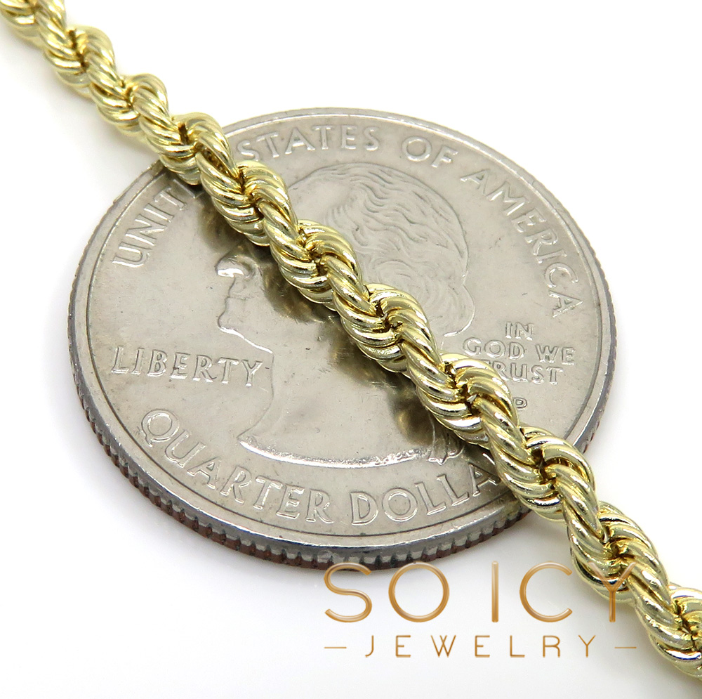 Buy 14k Yellow Gold Hollow Smooth Rope Chain 16-26 Inch 3mm Online at